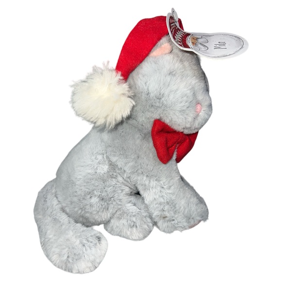 Pier 1 Imports Christmas Milo the Cat Plush Gray Kitty Toy w Santa Hat NWT - Picture 5 of 8